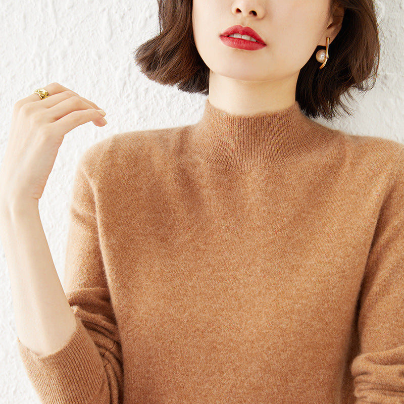 Damen Luxuriöser Kaschmir-Feinstrickpullover mit Stehkragen Shop Nory