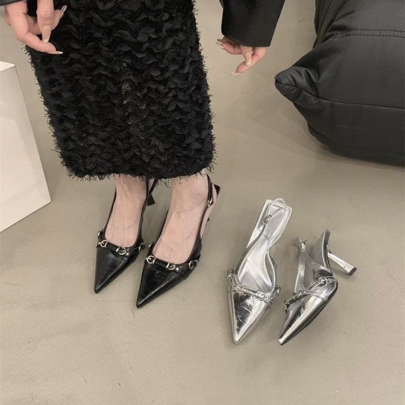 Damen Slingback High Heels mit eleganter Schnallenverzierung