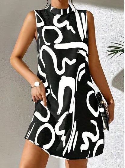 Damen Minimalistisches Cocktailkleid mit modernem grafischen Muster