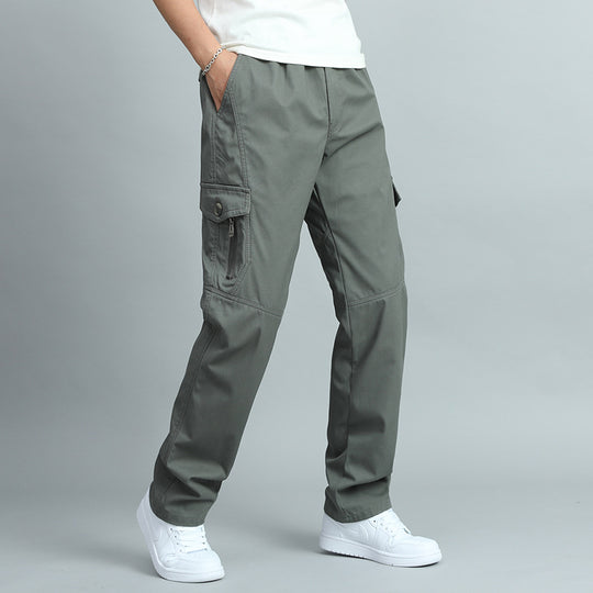 Herren Robuste Canvas-Cargohose mit geradem Bein, Knieabnähern & Klappentaschen Shop Nory