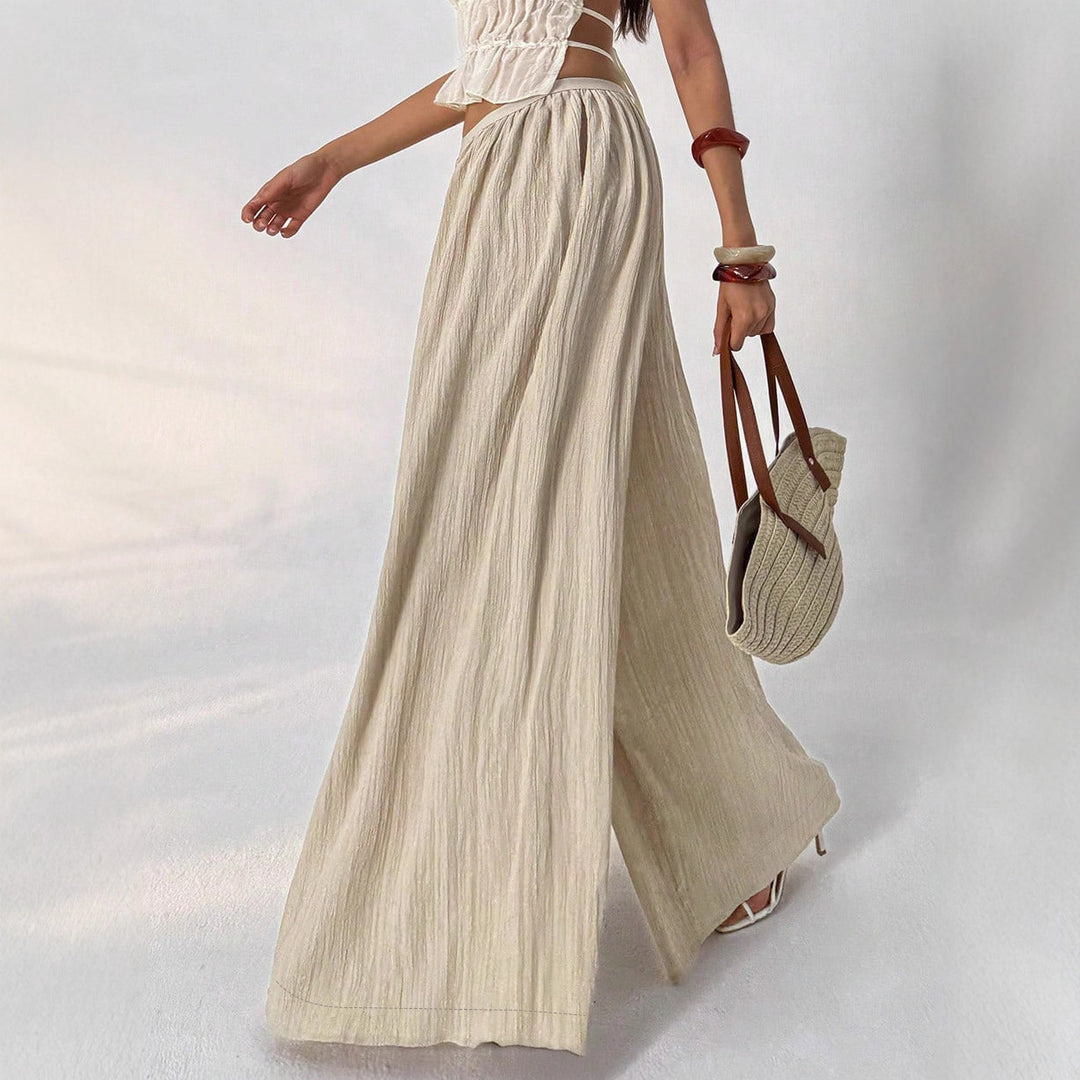 Damen Leichte Leinenhose im Palazzo‑Style mit weitem Bein und elastischem Bund Shop Nory