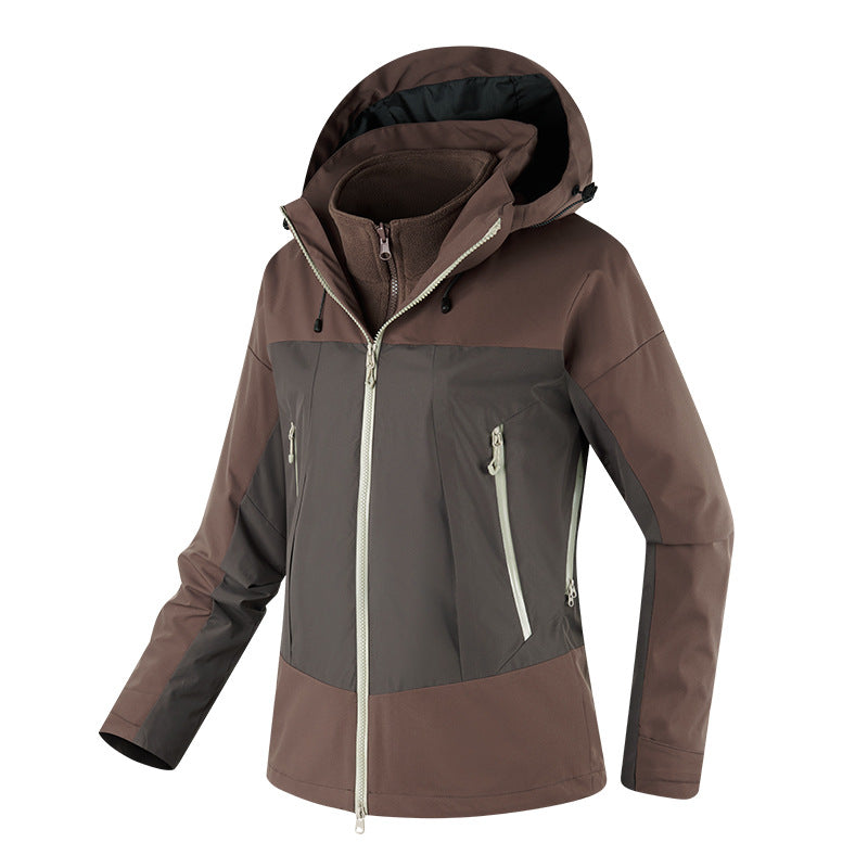 Damen zweilagige Softshell-Jacke mit herausnehmbarer Fleece-Innenjacke und verstellbarer Kapuze Shop Nory