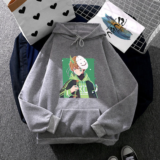 Damen nan Kapuzenpullover mit geprintetem Manga-Motiv und weichem Fleece-Innenfutter Shop Nory