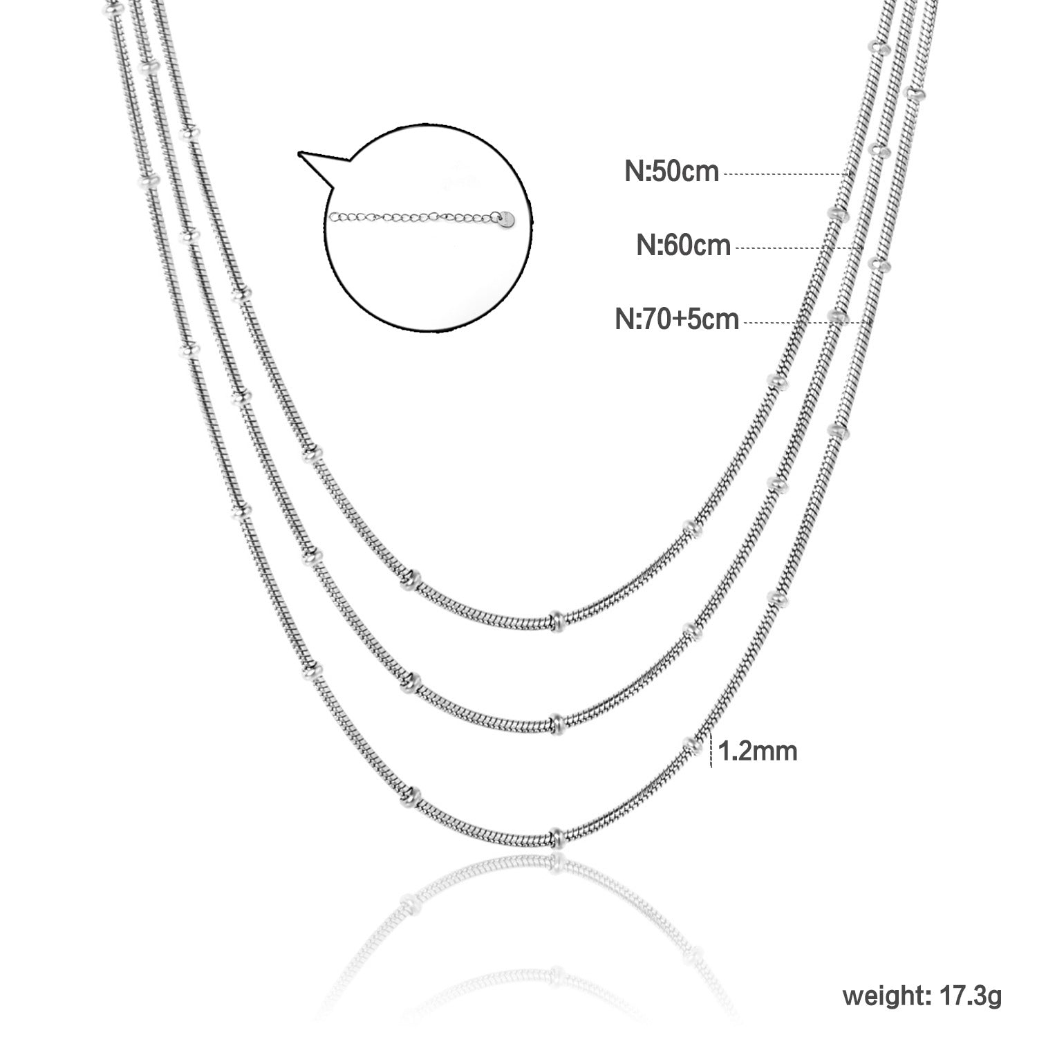 Damen Mehrlagige Edelstahl Halskette mit verstellbarem Verschluss Shop Nory