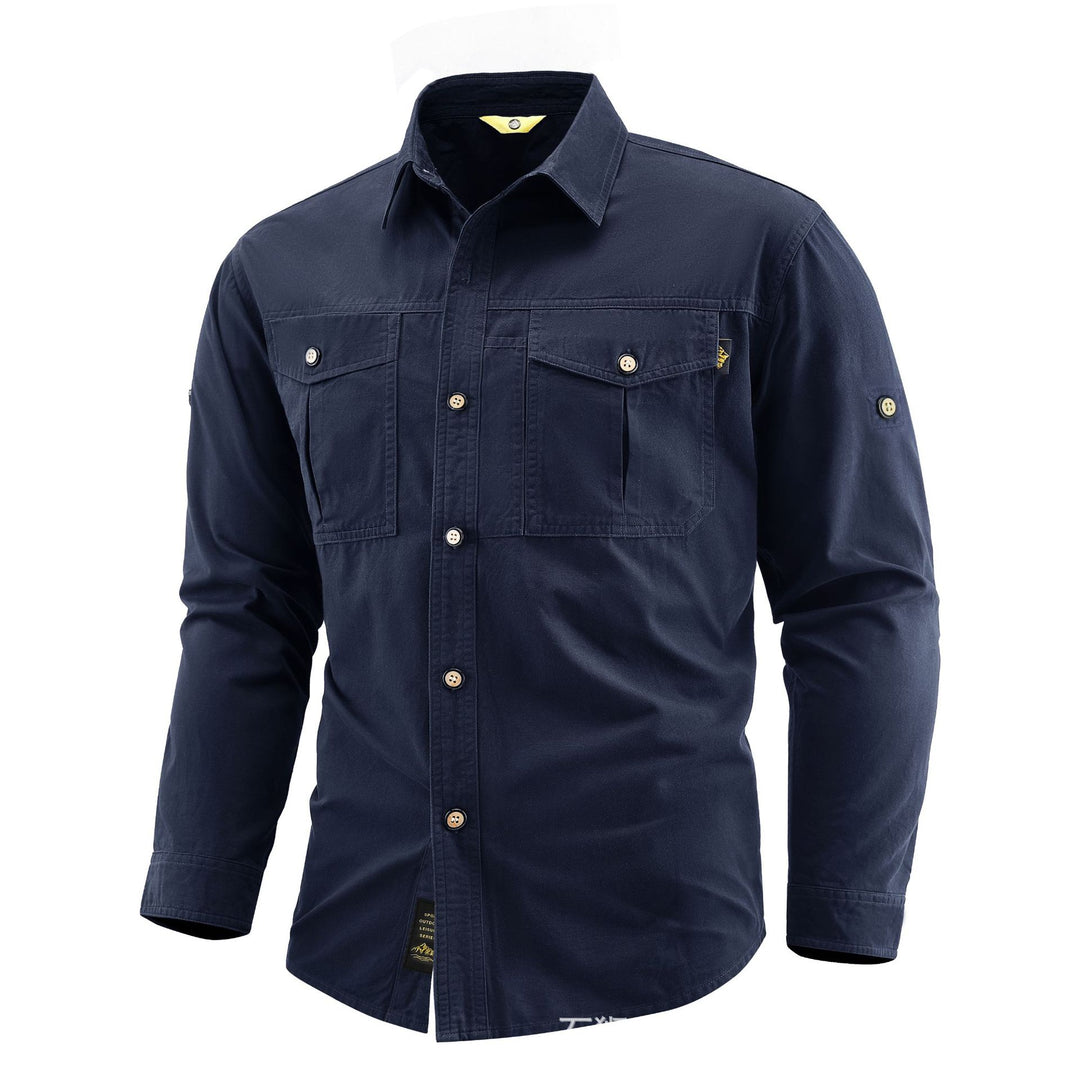 Herren Canvas-Overshirt im Field‑Style mit Brustklappen und durchgehender Knopfleiste Shop Nory