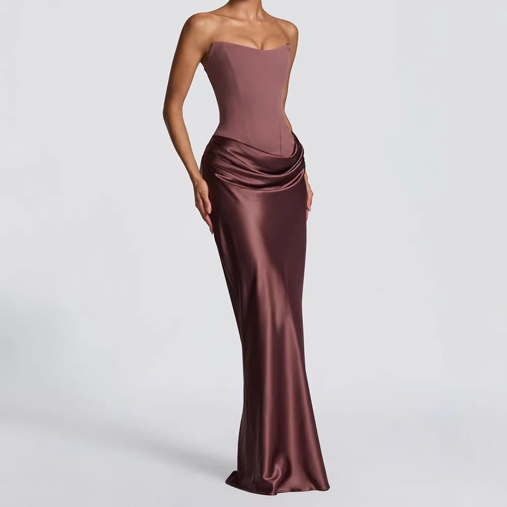 Damen Elegantes Wickelkleid mit figurbetontem Oberteil und schimmerndem Rock Shopnory