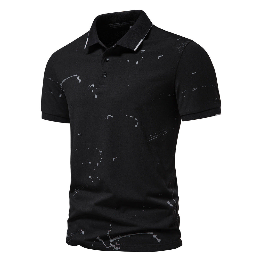 Herren Poloshirt mit kreativen Spritzdruck und hochwertiger Baumwolle