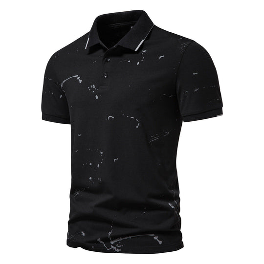 Herren Poloshirt mit kreativen Spritzdruck und hochwertiger Baumwolle