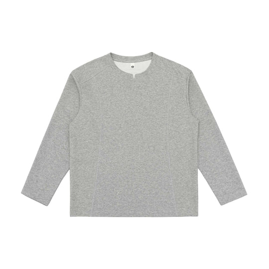 Damen Feines Baumwoll-Langarmshirt mit geradem Saum und Ziernaht-Detail Shop Nory