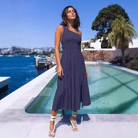 Damen Maxikleid mit ärmellosem Design und elastischem Bustier Shopnory