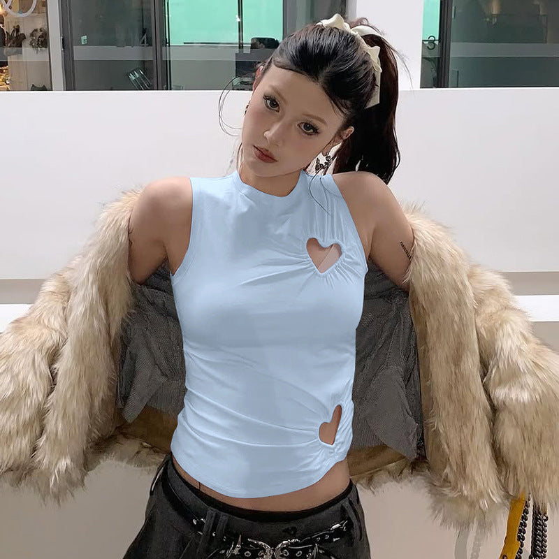 Damen modisches Trägershirt mit herzförmigem Cut-out und figurformendem Schnitt Shopnory