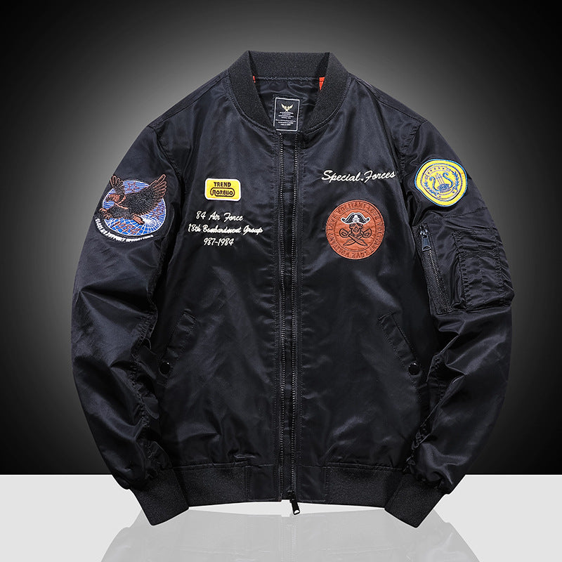 Herren Pilotenblouson im Bomberstil mit Marken-Patches, Ärmeltasche und windabweisender Außenhülle Shop Nory