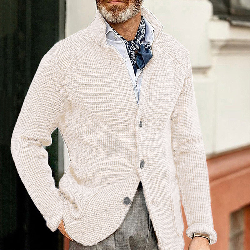 Herren Strickjacke mit Stehkragen und Strukturstrick Shop Nory