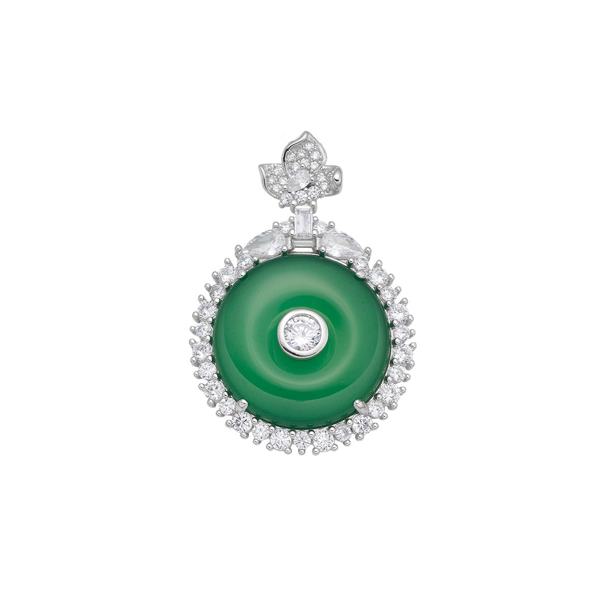 Damen Anhänger aus Jade mit funkelndem Zirkonia und Blumendesign Shop Nory