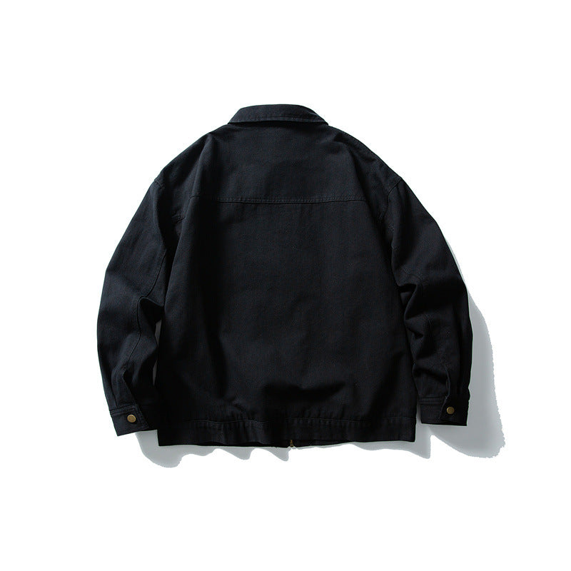 Unisex Kastig geschnittene Canvas-Workwear-Jacke mit durchgehendem Reißverschluss und aufgesetzten Brusttaschen Shop Nory