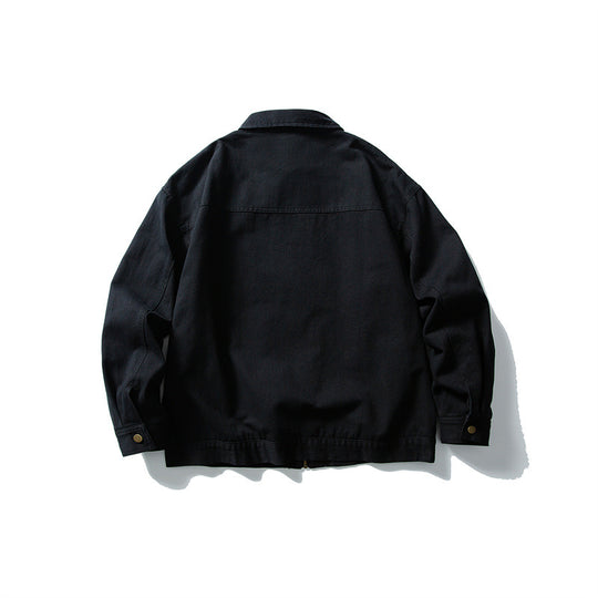 Unisex Kastig geschnittene Canvas-Workwear-Jacke mit durchgehendem Reißverschluss und aufgesetzten Brusttaschen Shop Nory