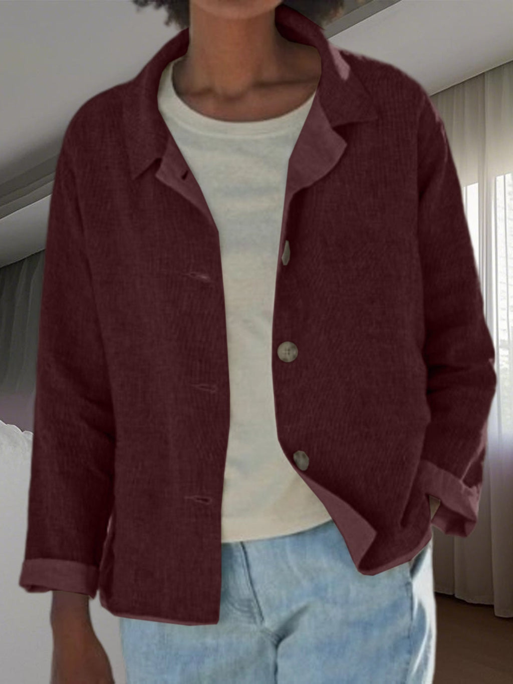 Damen Leichte Überwurfjacke mit strukturiertem WShopnorymuster