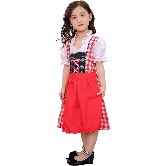 Damen nan traditionelles Kinderdirndlkleid mit geschnürtem Mieder, bestickten Details und abnehmbarer Schürze Shop Nory