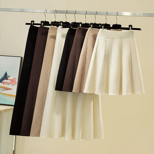 Damen Eleganter, plissierter Maxirock aus hochwertigem Strick Shop Nory
