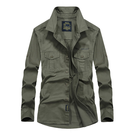 Herren Utility-Hemdjacke aus leichtem Baumwollcanvas mit Rollärmeln und Brustpattentaschen Shop Nory