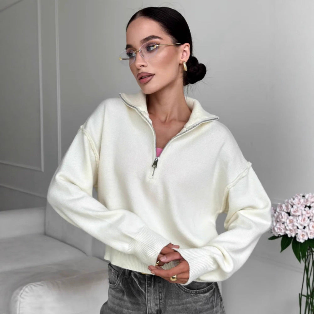 Damen Modischer Pullover mit praktischem Halbreißverschluss Shop Nory