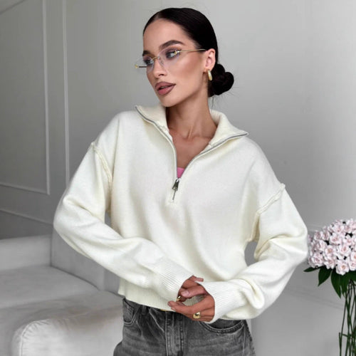Damen Modischer Pullover mit praktischem Halbreißverschluss Shop Nory