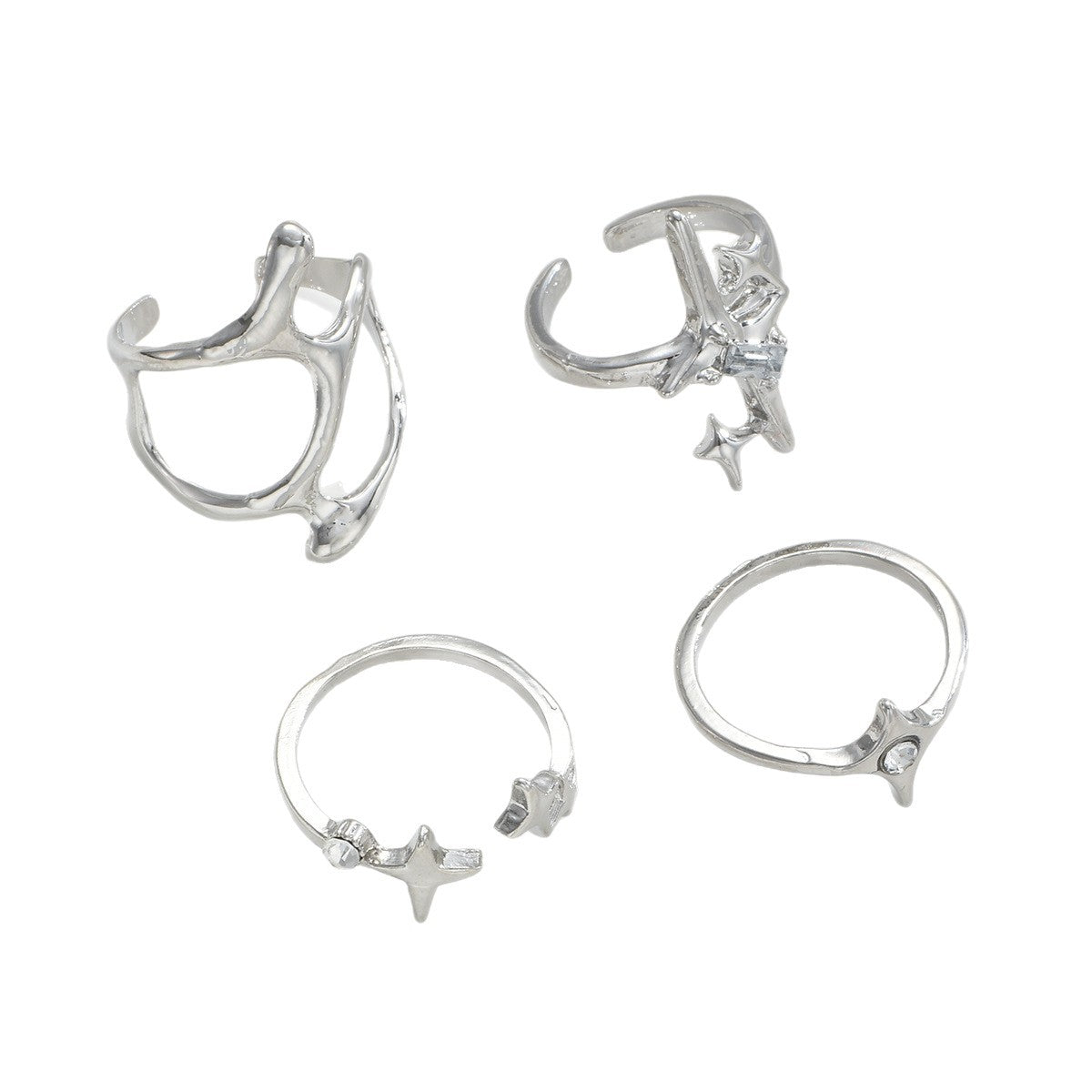 Damen Ring-Set mit modernen, geschwungenen Designs und funkelnden Akzenten Shop Nory