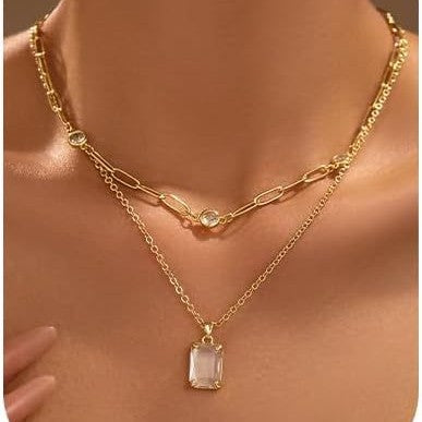 Damen Halskette mit doppeltem Layer-Design und elegantem Anhänger Shop Nory