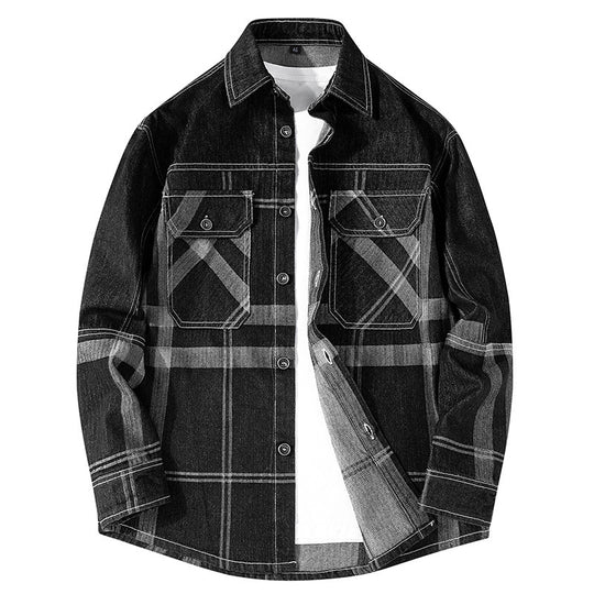 Herren Gemusterte Hemdjacke im Denim-Stil Shop Nory