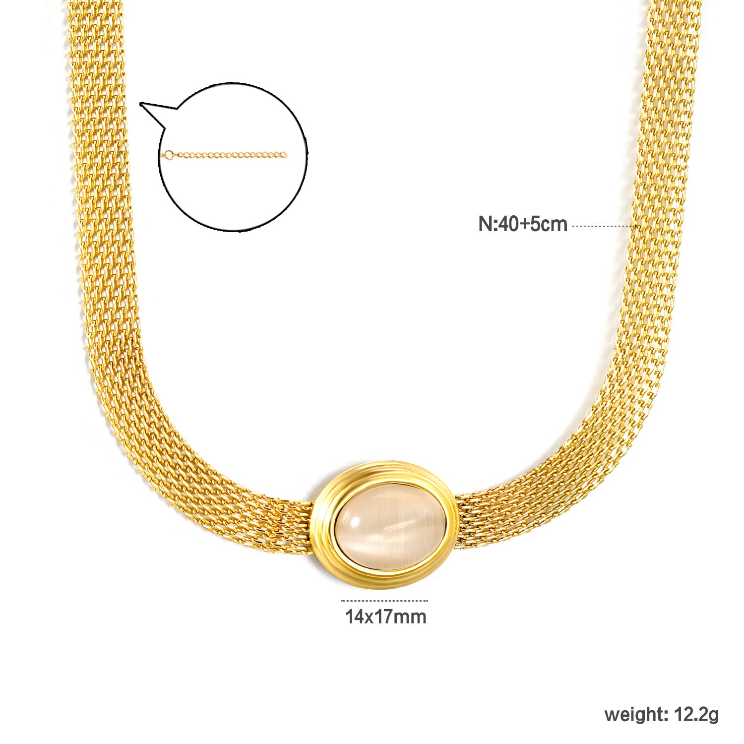 Damen elegante Halskette mit feinem geflochtenem Design und edelsteinbesetztem Anhänger Shop Nory