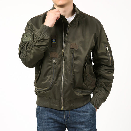 Herren Nylon-Bomberjacke Pilotenstil mit Mehrfachtaschen, Ärmel-Utilitytasche und gerippten Bündchen Shop Nory