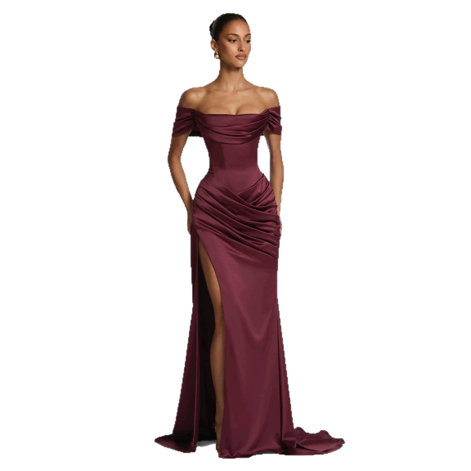 Damen Elegantes Off-Shoulder-Maxikleid mit seitlichem Schlitz
