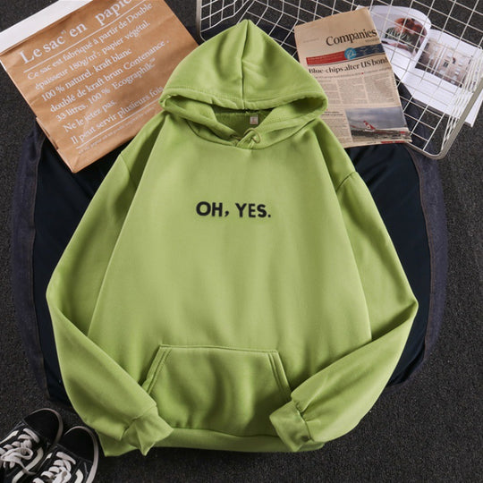 Damen nan Kapuzenpullover mit weichem Innenfutter, Kängurutasche und dezentem Frontprint Shop Nory