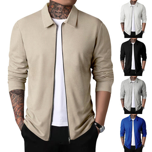 Herren Freizeitjacke mit durchgehendem Reißverschluss und strukturiertem GewShopnorye