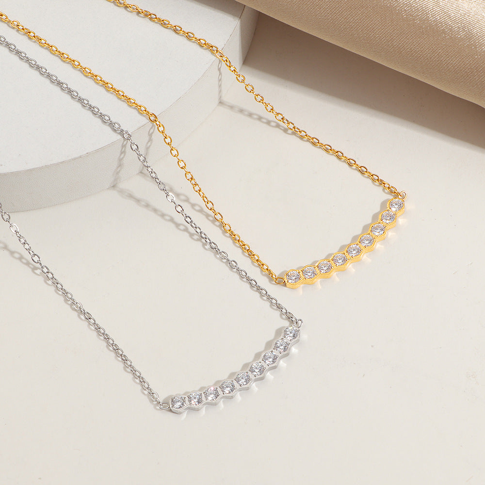 Damen Glänzende Edelstein-betonte Bar Kette Shop Nory