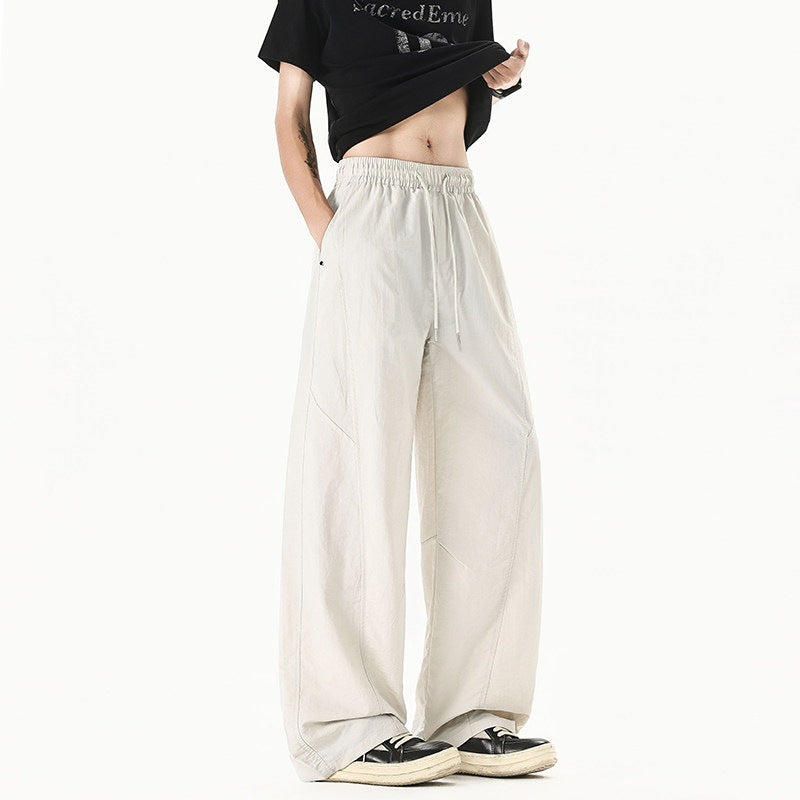 Herren Weit geschnittene Relaxed-Fit Leinen-Baumwoll-Hose mit elastischem Bund und Kordelzug Shop Nory