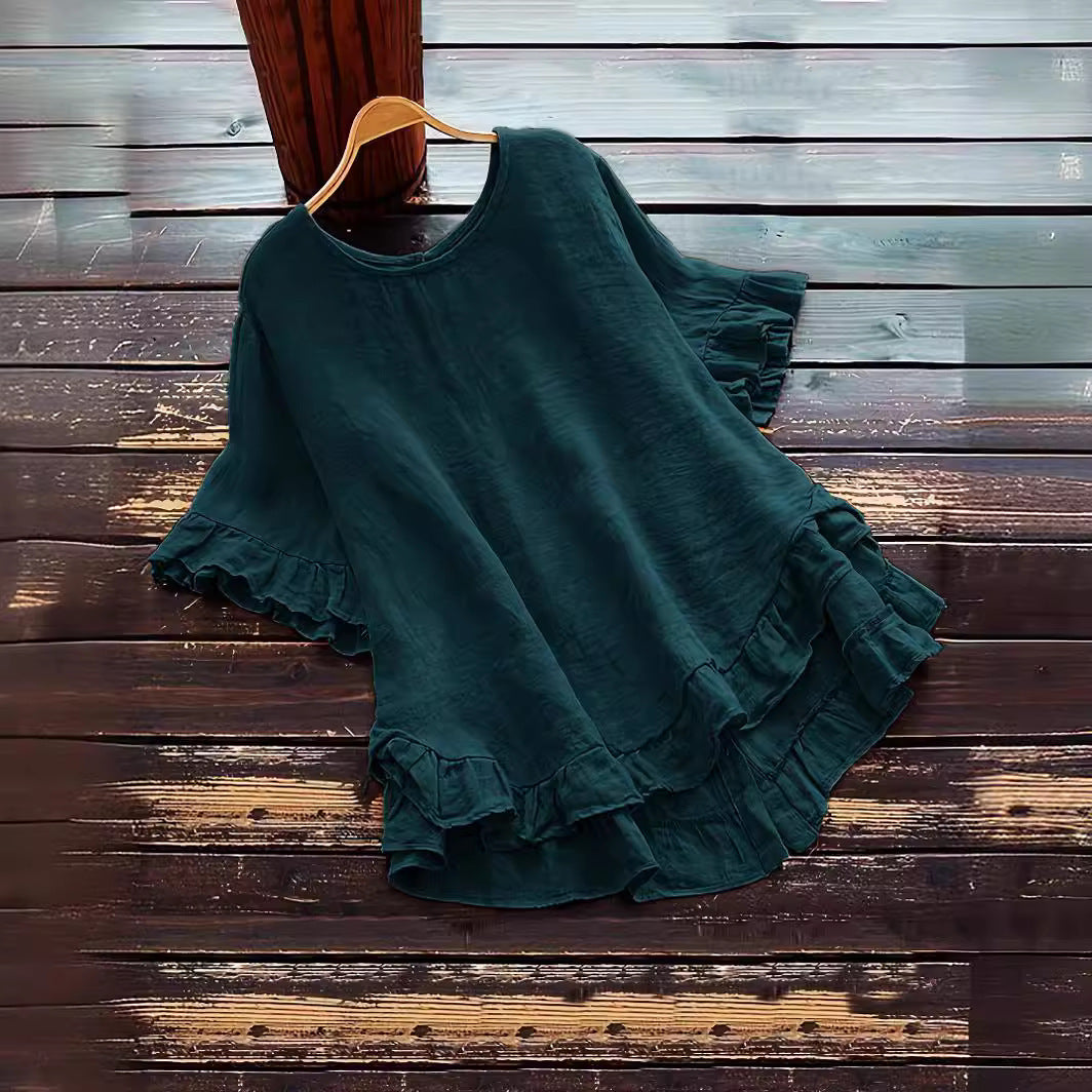 Damen lässiges Oberteil mit Rüschendetails und weit geschnittenem Design