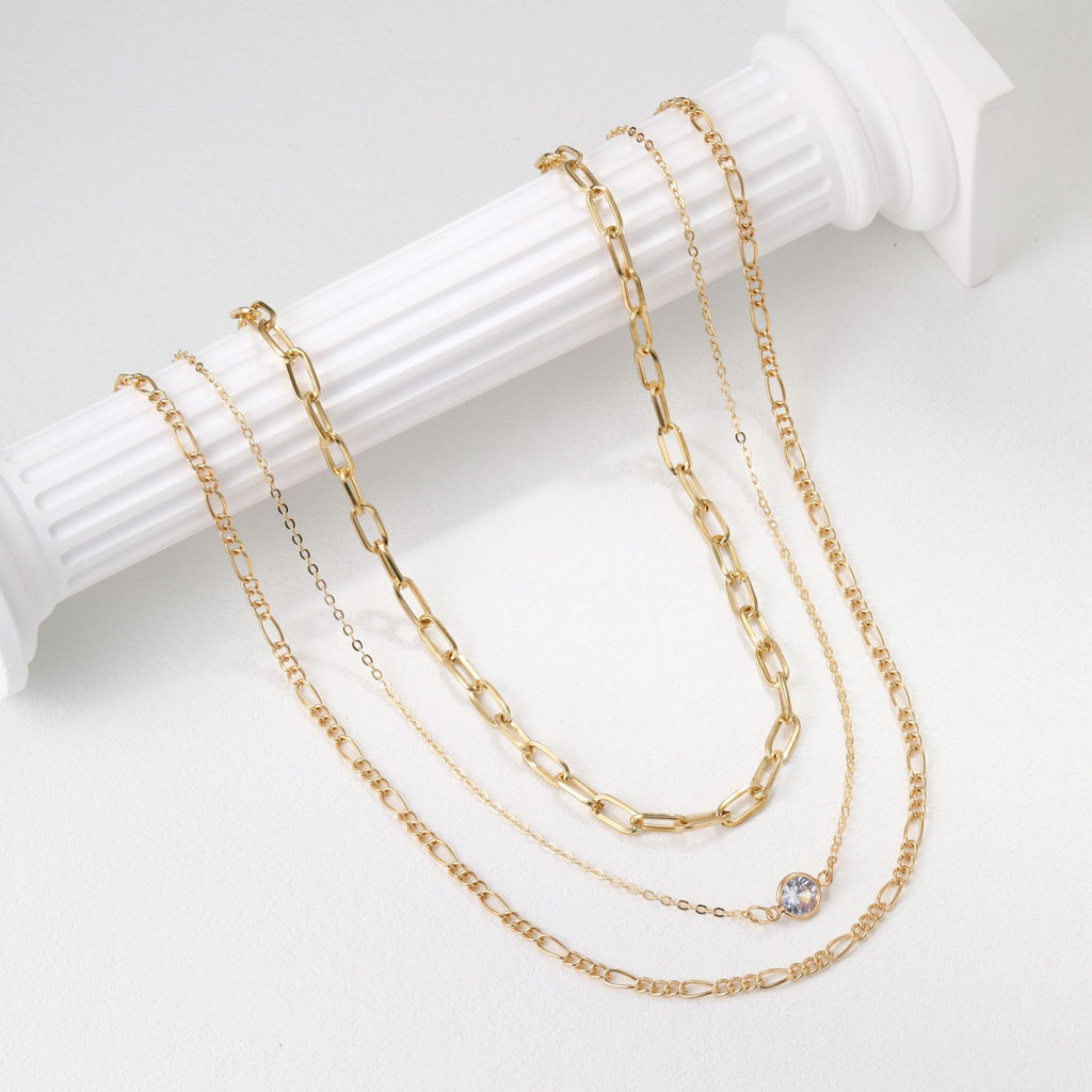Damen mehrlagige Halskette mit funkelndem Anhänger und eleganten Gliederdesigns Shop Nory