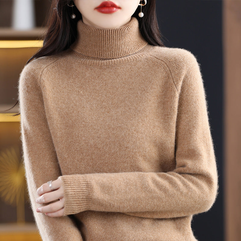 Damen Weicher Hochkragen-Pullover aus flauschigem Wollmix mit Raglanärmeln Shop Nory
