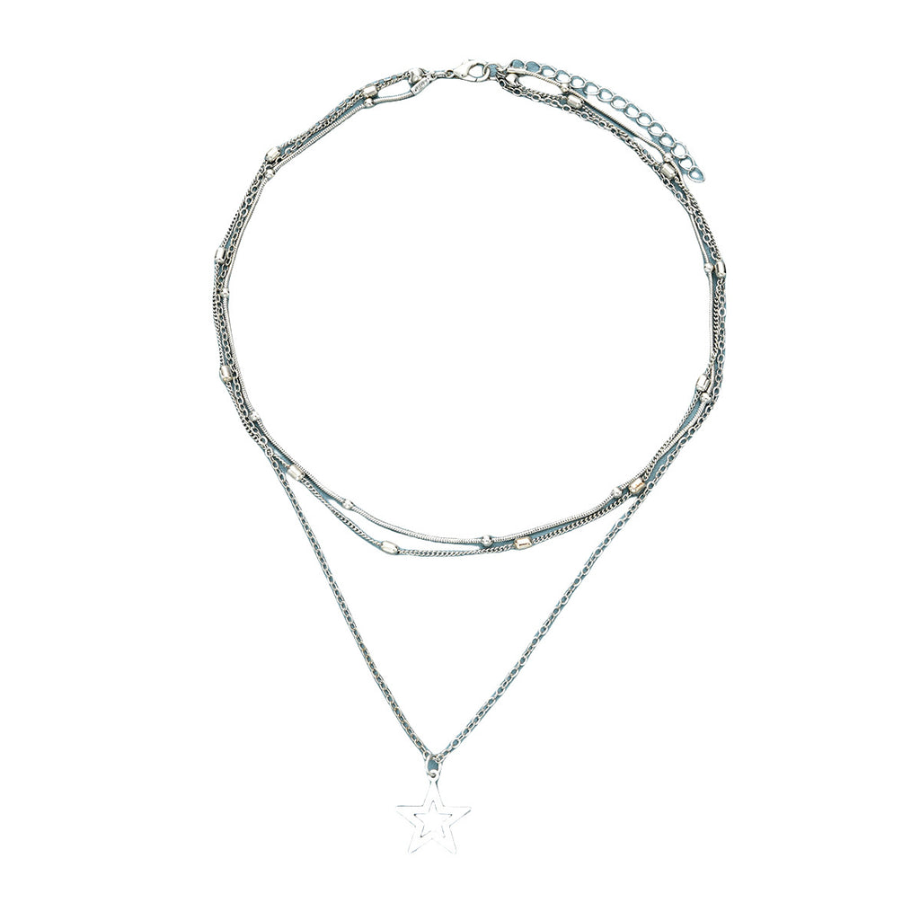 Damen mehrlagige Halskette mit eleganten Sternanhängern Shop Nory