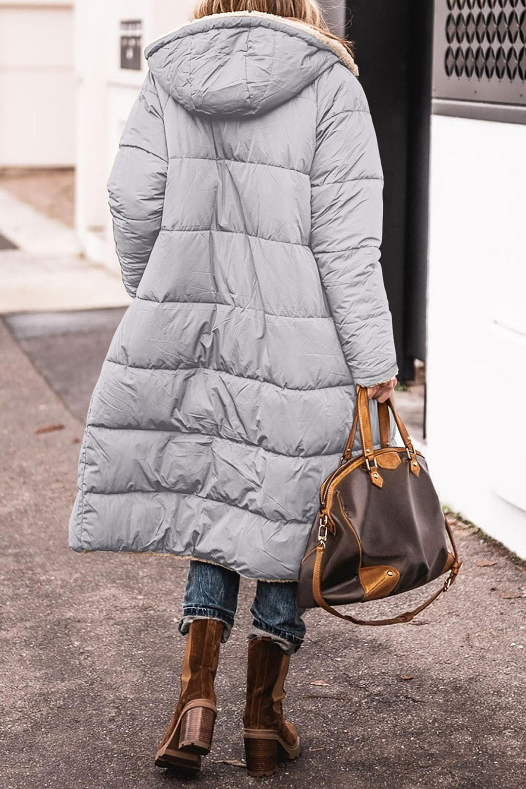 Damen lange, gefütterte Winterjacke mit Fleece-Futter
