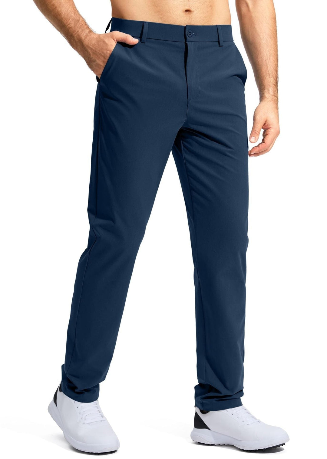 Herren nan elastische Golftwill-Hose mit geradem Schnitt, knitterfreiem Material und verdeckter Reißverschlusstasche