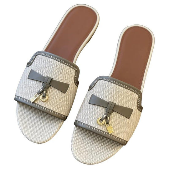 Damen Elegante Slippers aus weichem Wildleder mit dekorativem Riemendesign