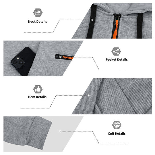 Herren sportlicher Kapuzenpullover mit halbem Reißverschluss und verschließbarer Kängurutasche Shop Nory