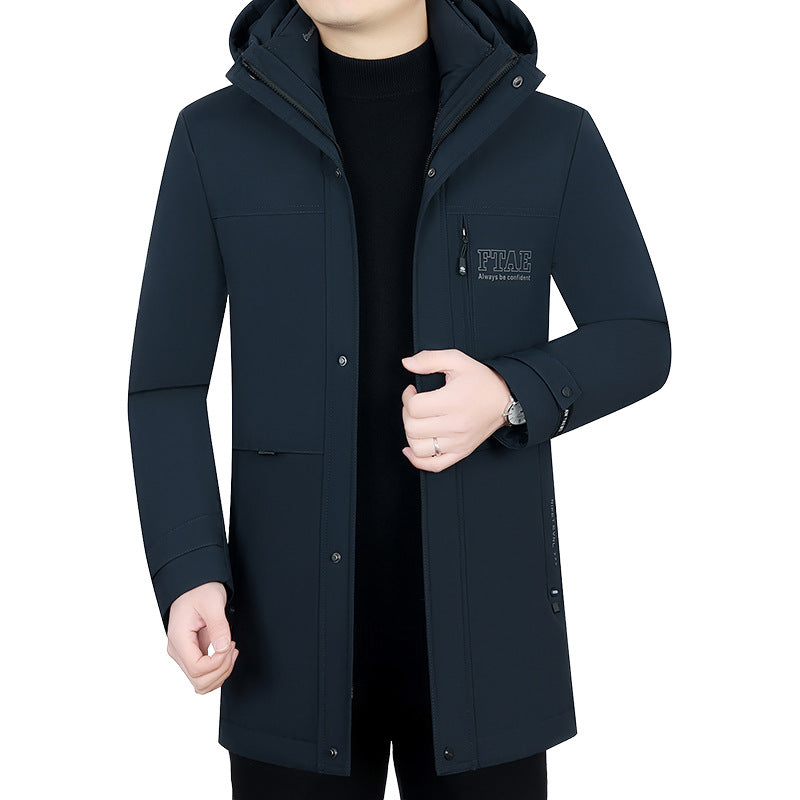 Herren Moderner wasserabweisender Longparka mit Kapuze und leichter Thermoisolierung Shop Nory