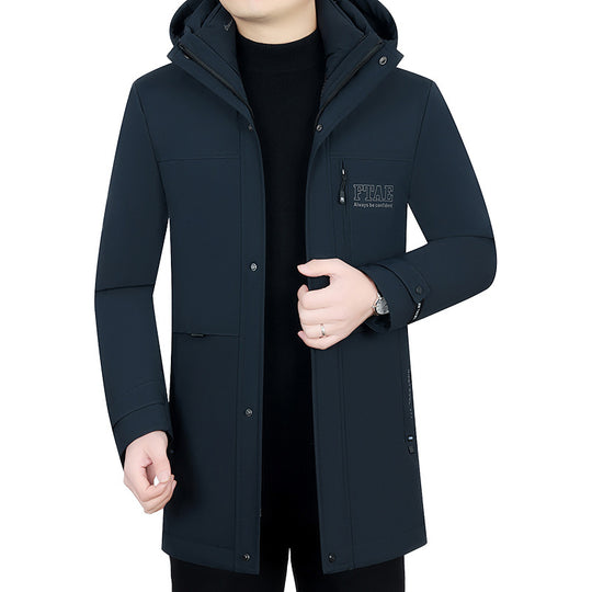 Herren Moderner wasserabweisender Longparka mit Kapuze und leichter Thermoisolierung Shop Nory