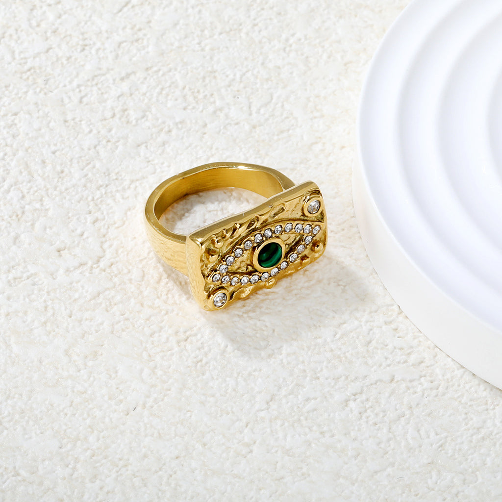 Damen Ring mit kunstvollem Design aus goldplattiertem Edelstahl und Edelstein-Akzenten Shop Nory