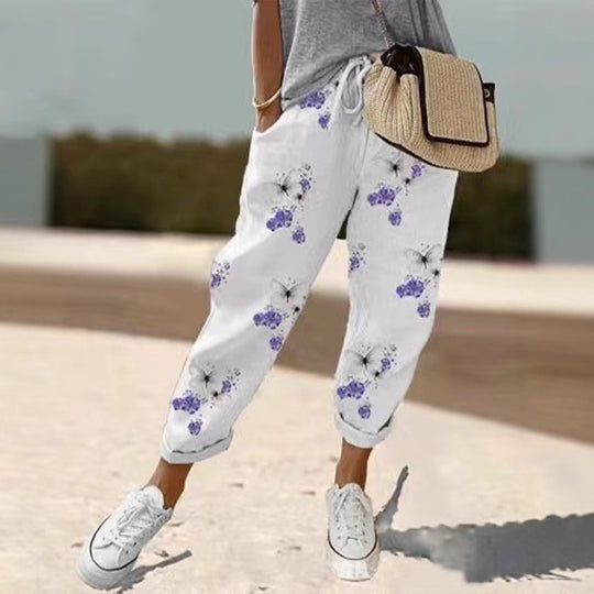 Damenschalotte-Haremshosen mit floralem Stickmuster Shop Nory