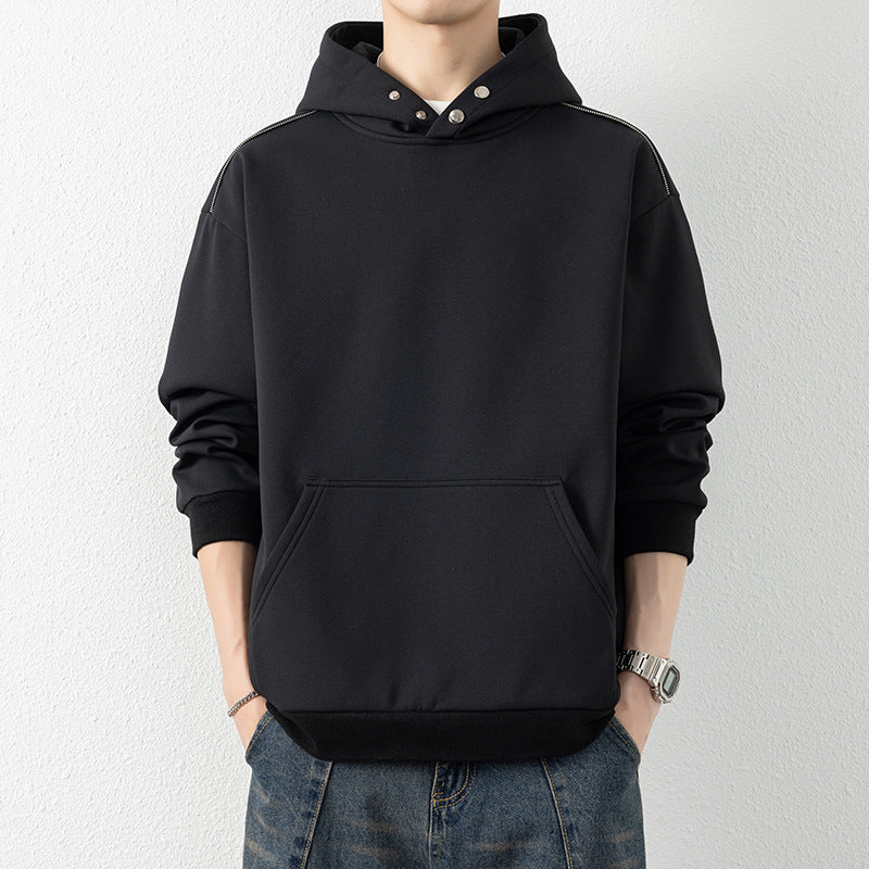 Herren Oversize-Kapuzenpullover mit Kängurutasche & Druckknopf-Hals Shop Nory