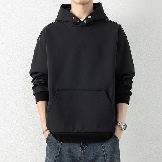 Herren Oversize-Kapuzenpullover mit Kängurutasche & Druckknopf-Hals Shop Nory